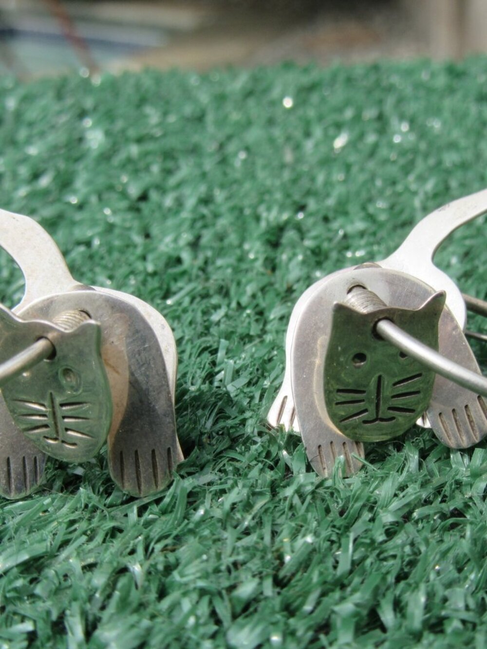 3D Cat Hoop Dangle Earrings Sterling 925 Mexico